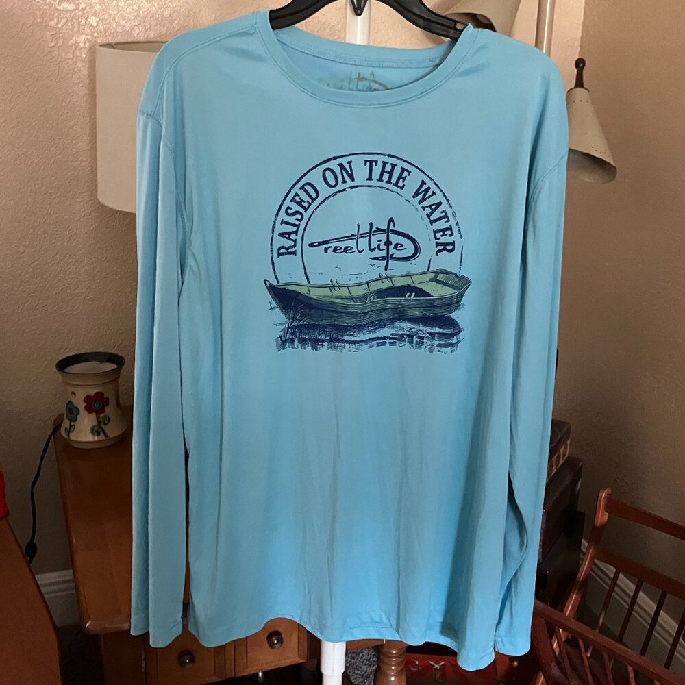 Men’s Sz. XL Reel Life Long Sleeve Fishing Outdoor Shirt – Raised on the Water